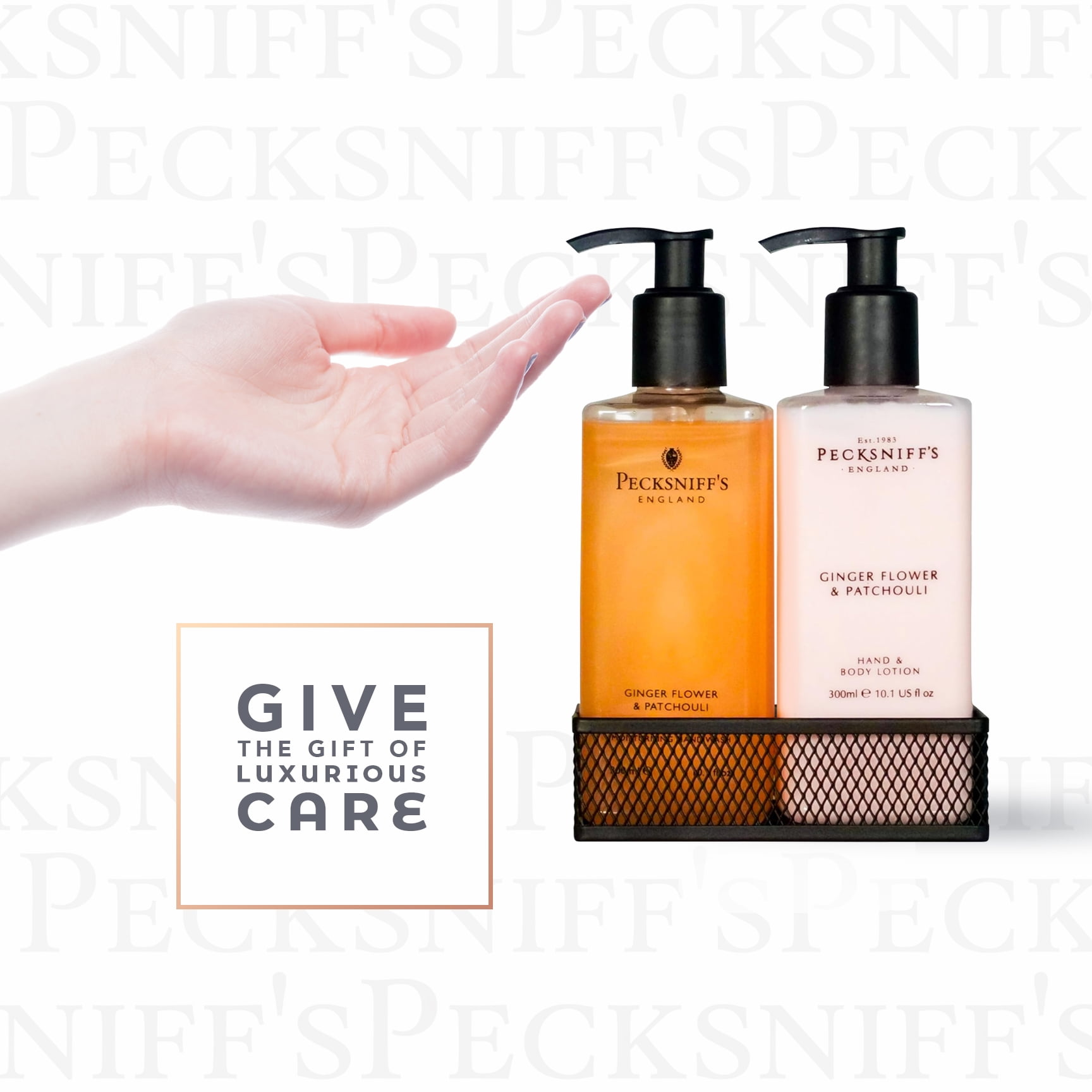 Pecksniffs Ginger Flower & Patchouli Moisturizing Hand Wash and Lotion | 300ml/10.14 fl oz