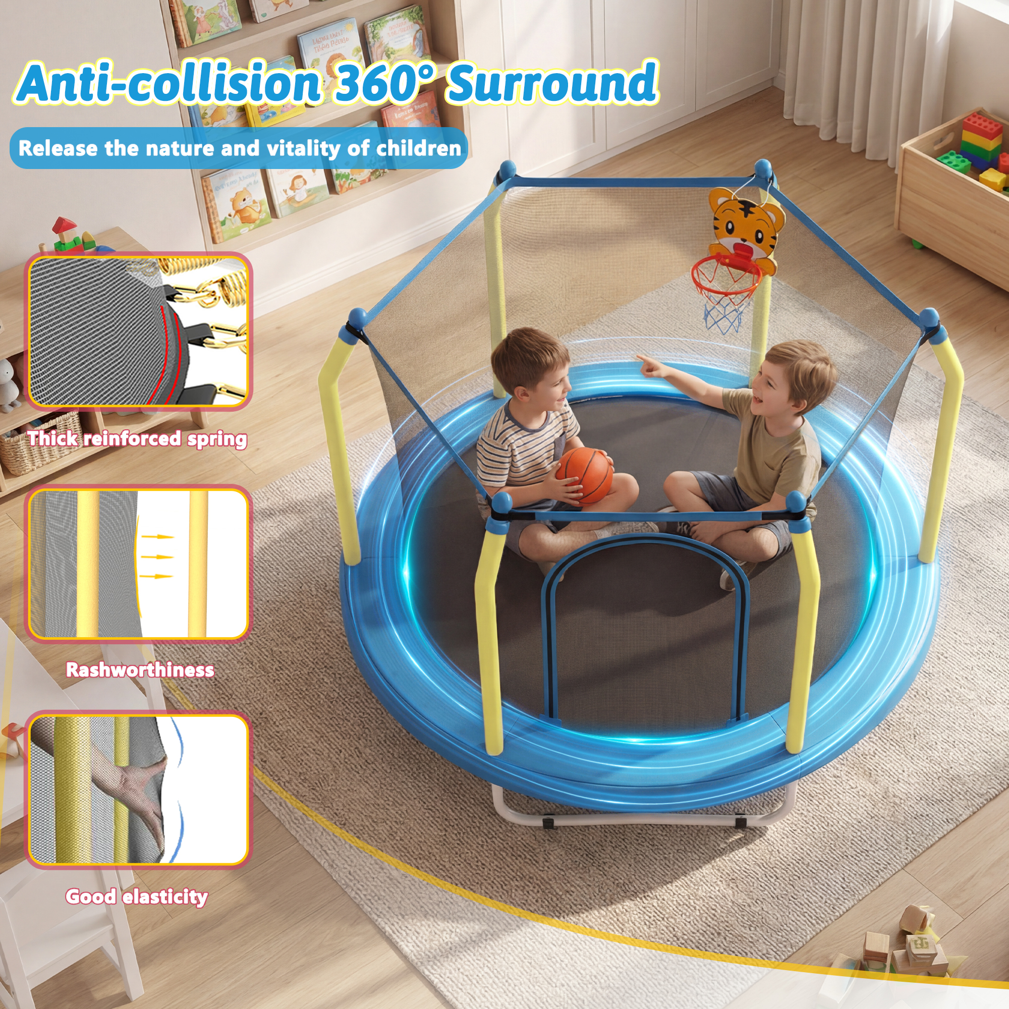 Mersco 55-Inch Mini Trampoline for Toddlers photo 8