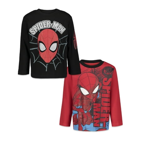 

Marvel Avengers Spider-Man Toddler Boys 2 Pack Long Sleeve Graphic T-Shirts Black/Red 3T