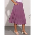 thumbnail image 3 of DARING DIVA Women's Midi Tiered Pleated Elastic Waist A-Line Skirt XS Purple, 3 of 7