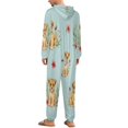 thumbnail image 6 of Cute Lion Cubs Floral Print Unisex Adult Onesie Pajamas with Pockets for Women Men Hooded Loungewear, 6 of 8