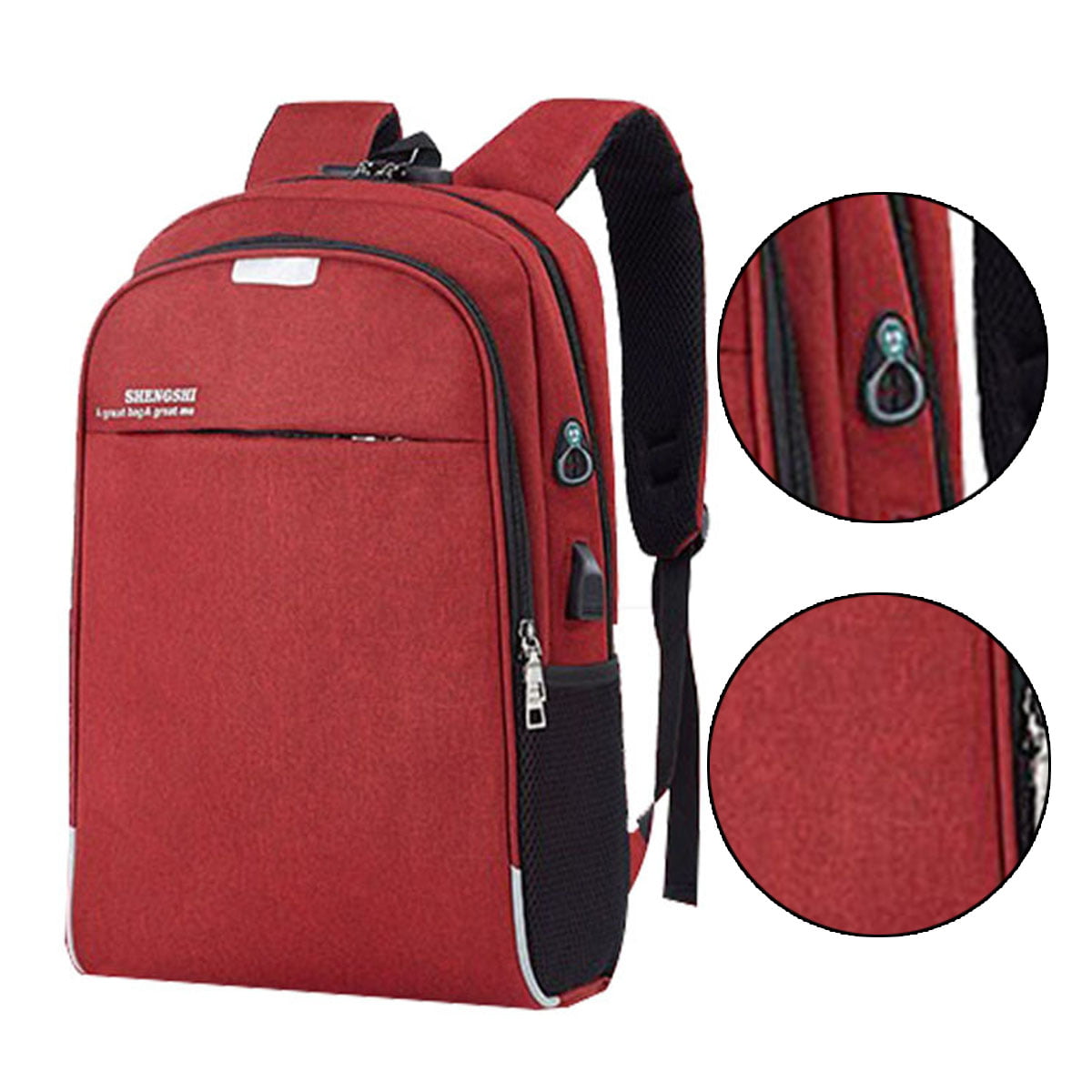 Anti-Theft Backpack USB Port Water Repellent Charging Travel Laptop School Bag 
