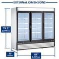 thumbnail image 3 of Maxx Cold Triple Glass Door Merchandiser Freezer, Free Standing, 81"W, 72 cu. ft. Storage Capacity, in White, 3 of 7