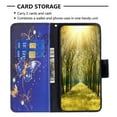 thumbnail image 4 of iPhone 13 Mini Case Cute Embossed Pattern Premium Leather Wallet Cover Flip Stand Credit Card Slots Pocket Holder Magnetic Closure Folio Case for iPhone 13 Mini, Purple Butterfly, 4 of 8
