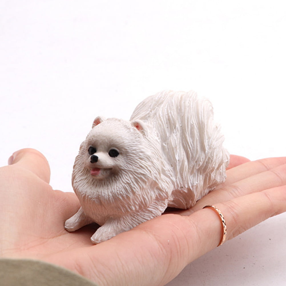 Lifelike Realistic Pomeranian Dog Model Toy Plush Doll Animal Craft Ornament 