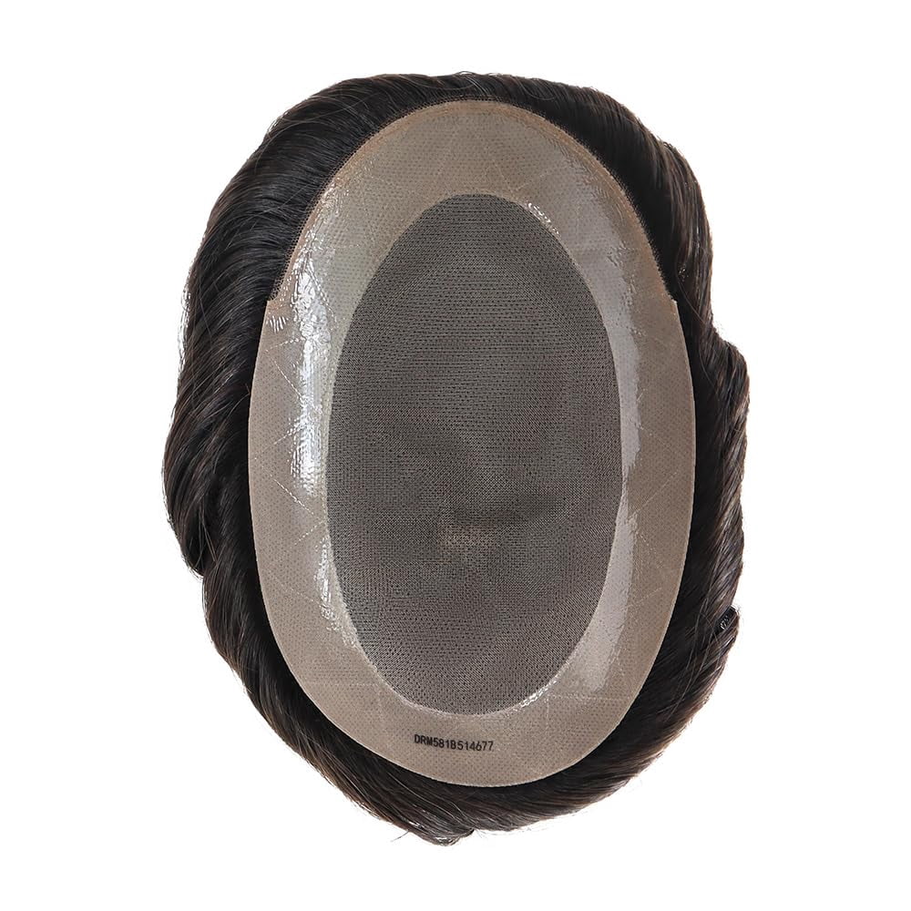 Durable Mono Base Men Toupee 100% Human Hair Hair Replacement System for Men Natural Black Invisible Hairline Man Wig