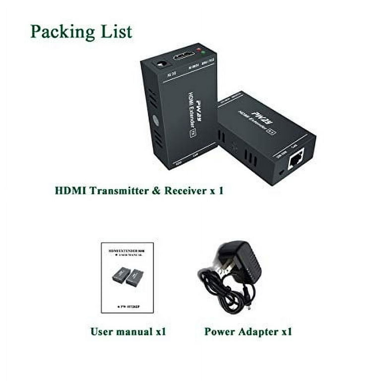 HDMI Extender Splitter 1x2, HD1080P@60Hz & 3D Visual, Extending 165ft (50m)  Length Transmission Over CAT5e/CAT6/CAT7 Cable, 2 Channel Transmission with  2 HDMI Loop Out 