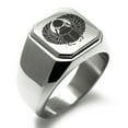 thumbnail image 1 of Stainless Steel Scarab Beetle Rising Sun Engraved Square Flat Top Biker Style Polished Signet Ring, 1 of 1