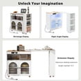 thumbnail image 5 of AENKYO Rolling Kitchen Island With Extended Table, Kitchen island on Wheels with LED Lights,Power Outlets,2 Fluted Glass Doors, Storage Compartment and Side 3 Open Shelves,White, 5 of 12