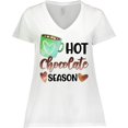 thumbnail image 3 of Inktastic Hot Chocolate Season with Green Mug and Hearts Women's Plus Size V-Neck T-Shirt, 3 of 5