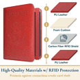 thumbnail image 4 of ComfiTime Passport Holder and Luggage Tags Set – RFID Passport Wallet/Cover with Vaccine Card Holder and Credit Card Slots, PU Leather Travel Tags for Suitcases and Bags, TSA Approved, Red, 4 of 14