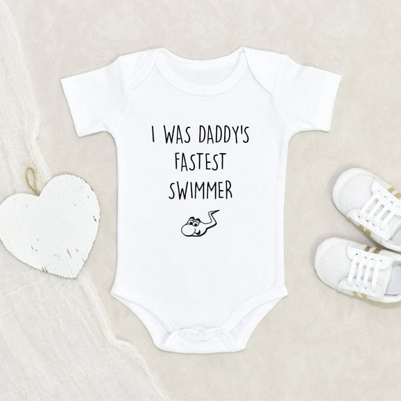 Funny Baby Onesie Unique Baby Clothes I Was Daddy's Fastest Swimmer Baby Onesie Baby Shower Gift Funny Baby Clothes