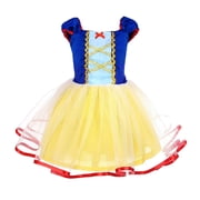 Jurebecia Princess Dress Royal Storybook up Puffed Sleeves & Tulle Skirt Birthday Party Costume Tulle Skirt 4-5 Years