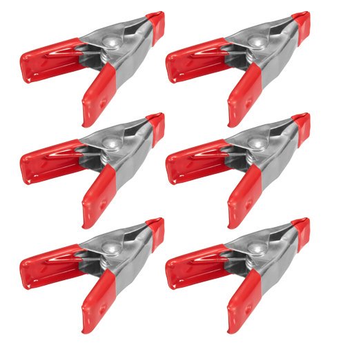 Wideskall 2 Pouces Mini Pinces à Ressort en Métal avec Embouts en Caoutchouc Rouge (Pack de 6)
