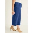 thumbnail image 3 of June + Vie Women's Plus Size Front-Slit Denim Midi Skirt, 3 of 3