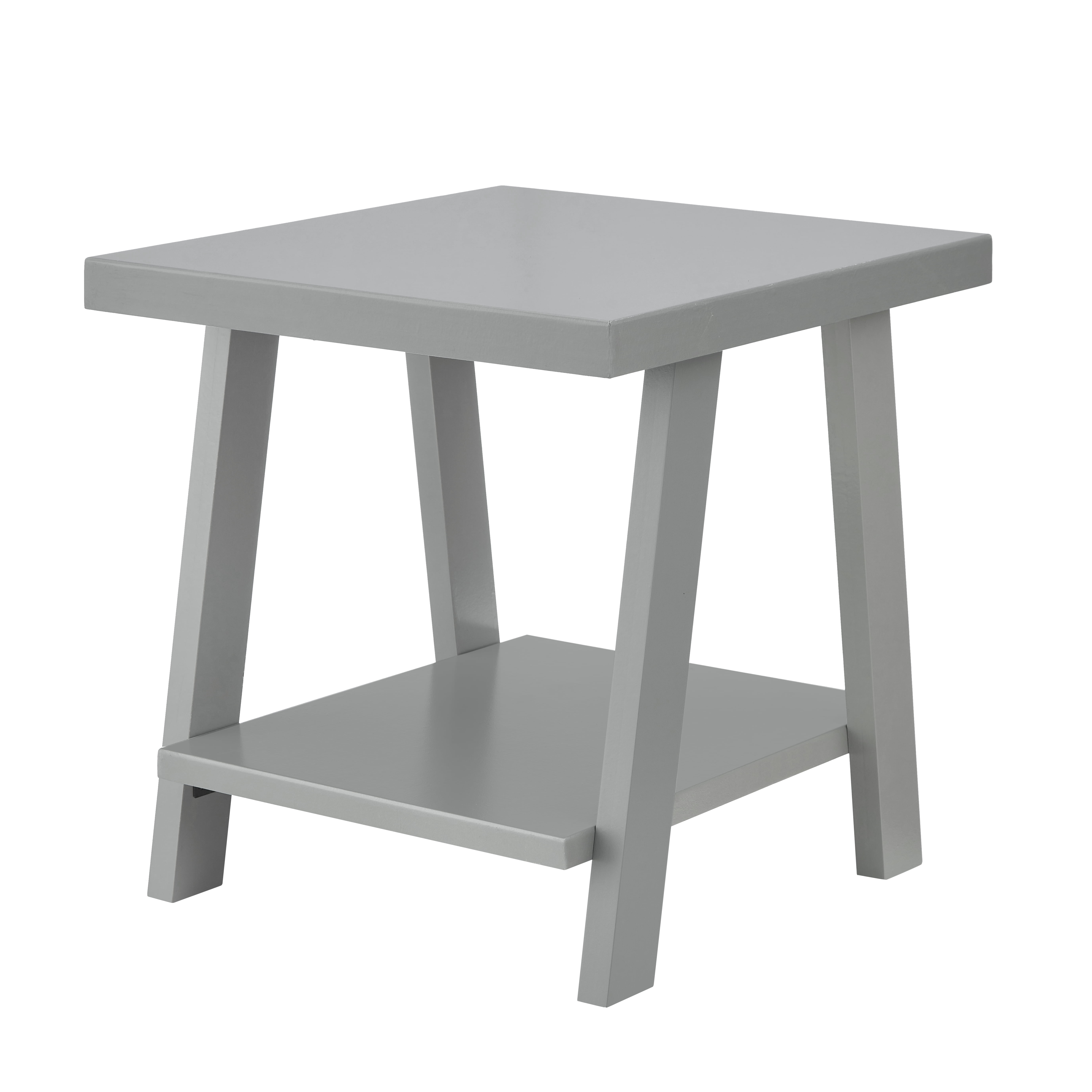 2-Tier Wood End Table with Lower Storage Shelf, Wide Angled Leg Manufactured Wood Side Table 24×22×23 Inch for Living Room