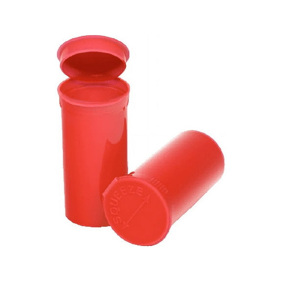 Philips Empty Prescription Pop Top Vial Made in USA Pack of 225 Dry Herb Containers with Child Resistant Solid Strawberry Red Color 19 Dram Medical Pharmacy Pill Bottles