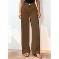 thumbnail image 4 of Women Wide Leg Pants High Waisted Spring Business Casual Outfits Trousers Palazzo Pants Pockets Brown L, 4 of 7