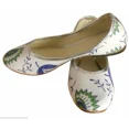 thumbnail image 2 of Women Handmade Indian Loafers Jutties Mojaries White Shoes Leather US 6, 2 of 4