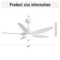 thumbnail image 4 of POPFAN 48 Inch Indoor Ceiling Fan with 5 White ABS Blades LED Light 22W and Remote Control Reversible DC Motor for Living Room, Bedroom，White, 4 of 8