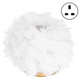 thumbnail image 1 of Lámpara de mesa de plumas blancas, luz nocturna LED para mesita de noche, lámpara de escritorio E27, decoración de dormitorio, enchufe británico 110-240V, 1 of 10
