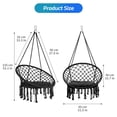 thumbnail image 6 of Lanfys Yard Hanging Chair, Hand-Woven Pure Cotton Rope Hammock Cradle Chair with Cushion, 330 Lbs Capacity Hanging Rocking Chair for Living Room, Yard, Garden, Balcony, Black, 6 of 6