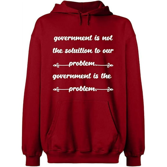 Unisex Hoodie Sweatshirt, Government is The Problem, Slim Fit, Long Sleeve Sweater - Antiquee Cherry Small