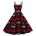 thumbnail image 2 of LWavelet 2026 Valentine's Heart Dress, Women's Love Rose Print Sleeveless A Line Flowy Sundresses Black L, 2 of 4