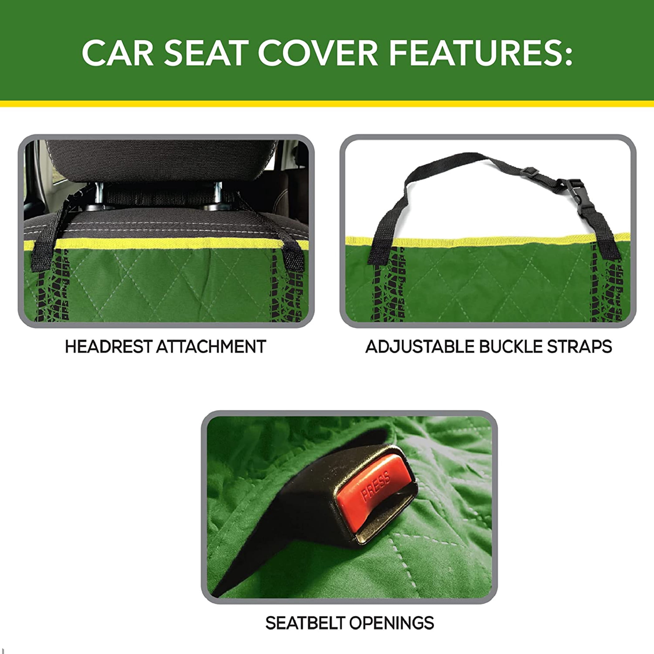 Pets First JOHN DEERE PET CAR SEAT COVER for Dogs & Cats. Licensed SEAT PROTECTOR
