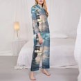 thumbnail image 3 of Fotbe Moonlit Sea Sailboat Conjunto de Pijama de Manga Larga para Mujer con Estampado, Ropa de Dormir de 2 Piezas, Conjunto de Casa Suave y Cómodo con Bolsillos-XX-Large, 3 of 7