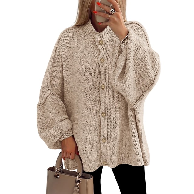 Suéter PRETTYGARDEN para Mujer con Botones, Tejido Grueso, Talla XL