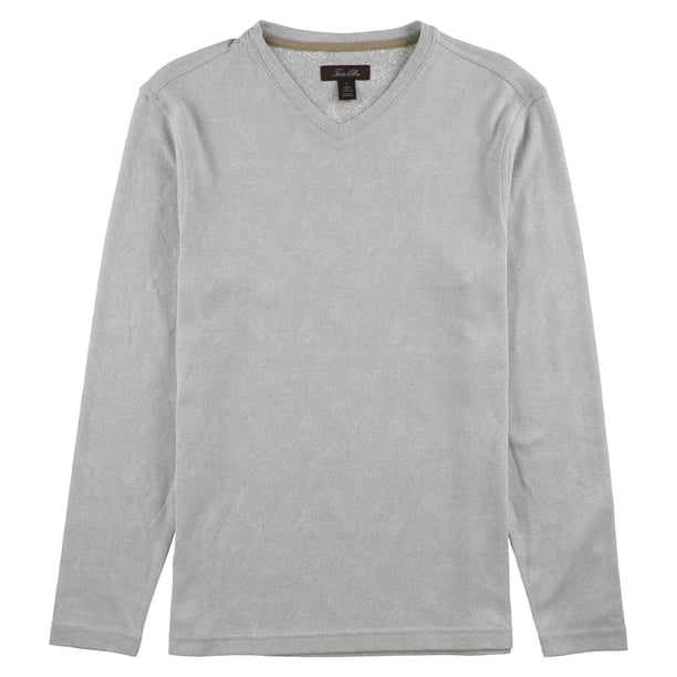 Tasso Elba - Camiseta básica de jacquard para hombre, gris, XXL