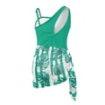 thumbnail image 7 of SEANATIVE One Piece Bathing Suit for Girls Mesh Cover-up Skirt Cutout One Shoulder Beach Swimsuits with Adjustable Strap, Size 9-10 Years Old, Hawaii Monstera Leaf Green, 7 of 7