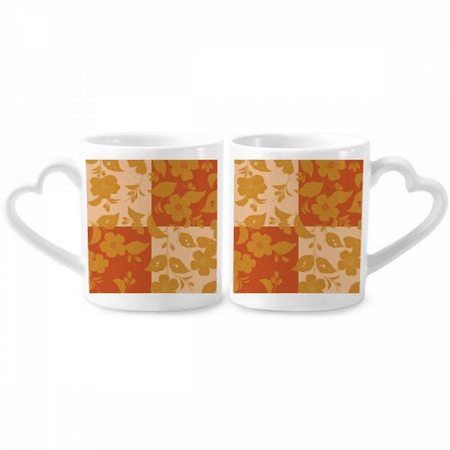 

Japanese Yellow Flower Couple Porcelain Mug Set Cerac Lover Cup Heart Handle