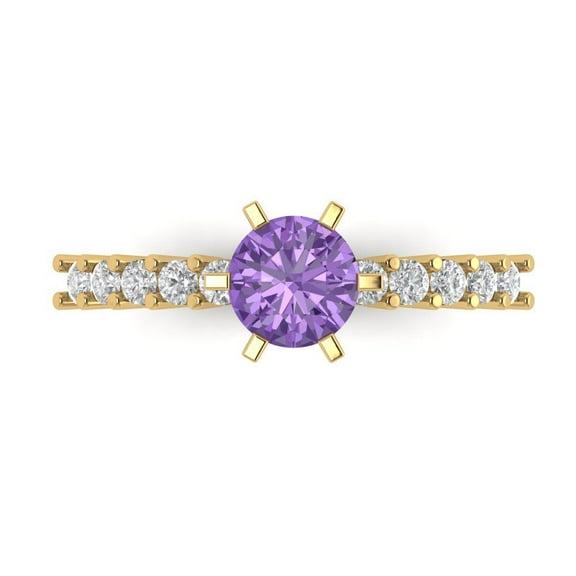 Clara Pucci 14K Yellow Gold 1.05ct Alexandrite Solitaire with Accents Ring