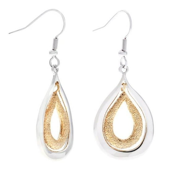 Two-tone Teardrop Earrings - Silver