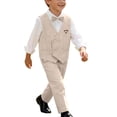 thumbnail image 1 of Odeerbi Niños 4 Pcs Caballero Vestido Formal Traje Chaleco + Traje Pantalones + Corbata + Colgantes Trajes de Boda Conjunto, 1 of 7