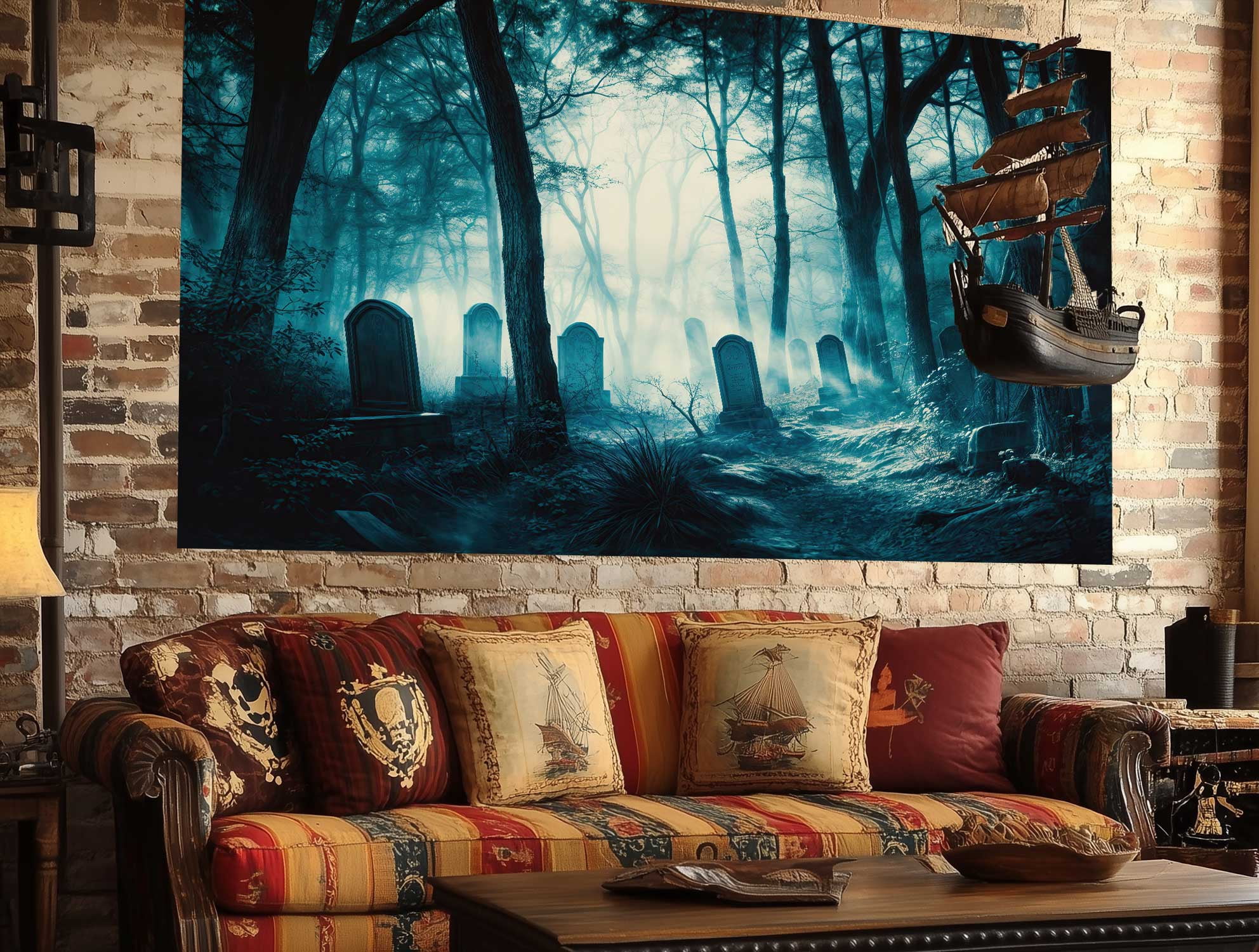 8X6ft Haunted Mist Forest Backdrop Mysterious Foggy Dark Forest Cemetery Creepy Scene Scary Trees Foggy Woods Twilight Misty Camping Themed Photography Backdrop Studio Props