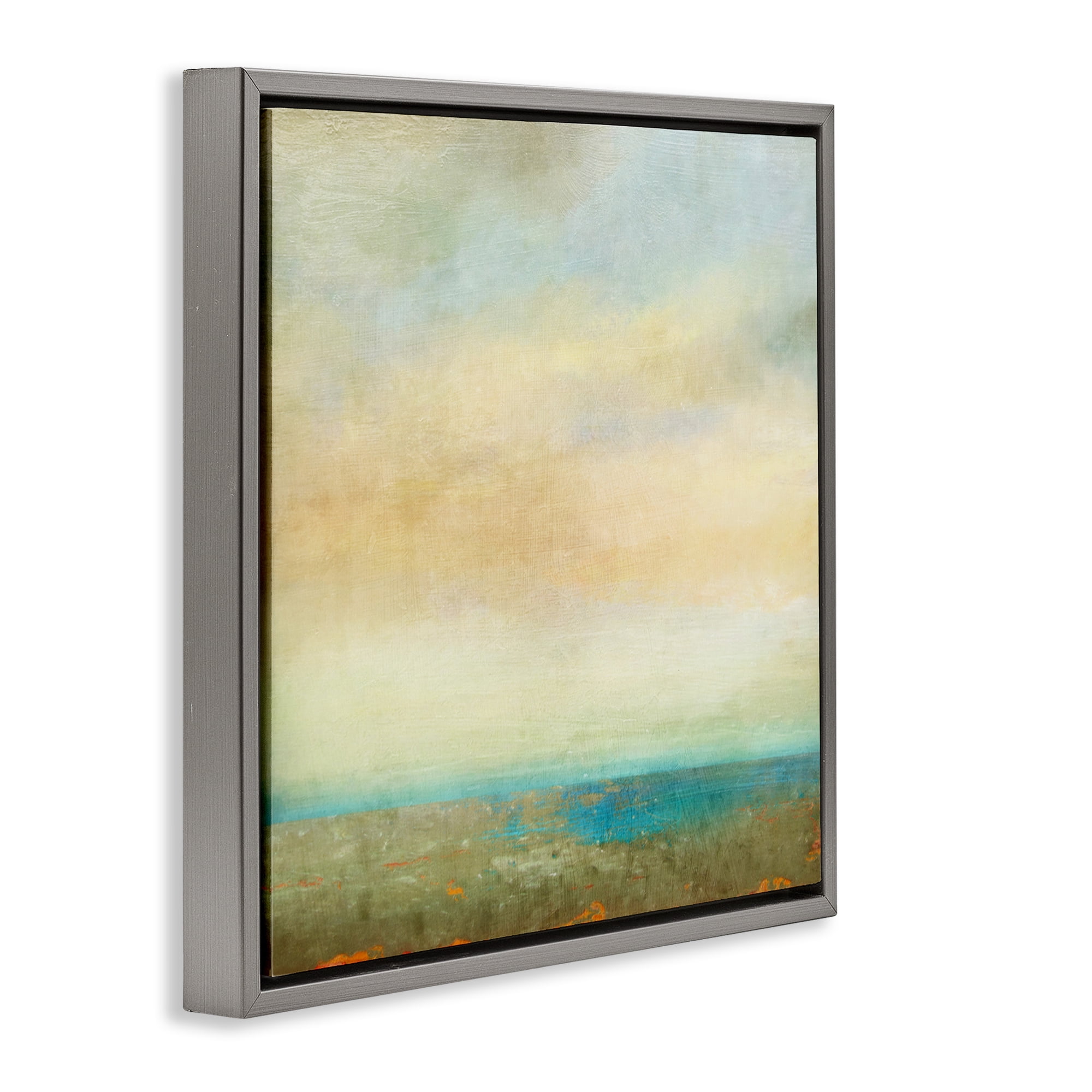 Stupell Industries Abstract Sunlit landscape Landscape Painting Gray Floater Framed Canvas Art Print Wall Art, 18 x 18