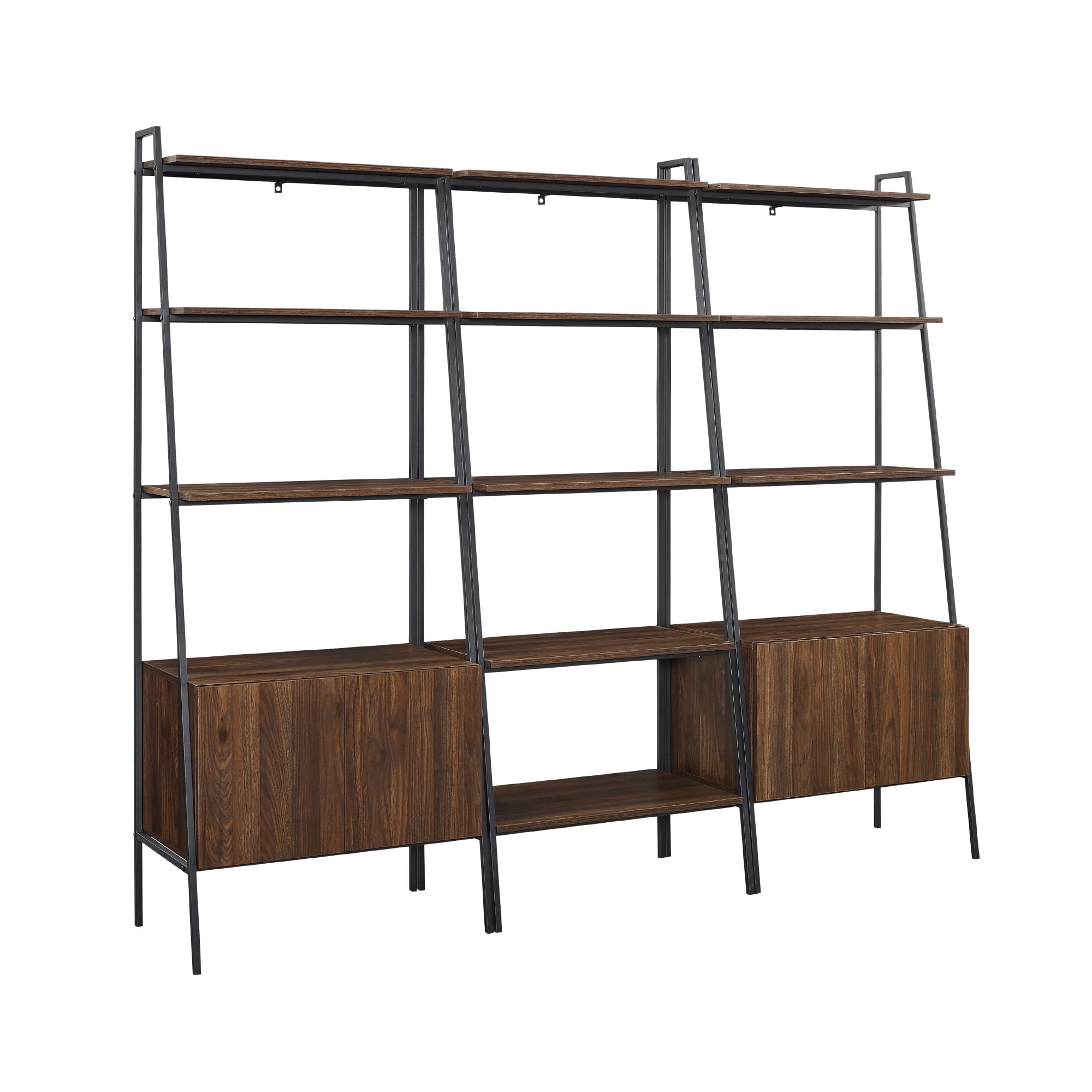 Walker Edison Modern 3 Piece Ladder Bookshelf Set, Dark Walnut