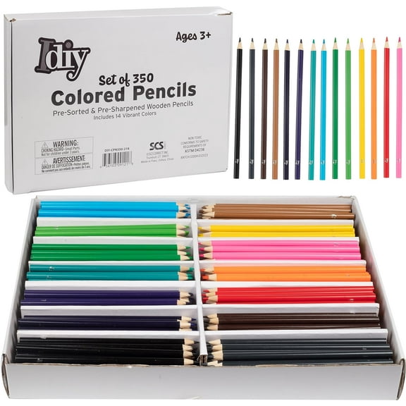 Idiy Bulk Colored Pencils (Pre-sorted 350 ct, 14 each of 20 colors) - ASTM Tested, For Kids, Teachers, Art Classrooms, School Supplies, Restaurants, Artist Craft Projects, Gifts &Class Packs
