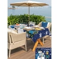 thumbnail image 4 of Outdoor Tablecloth with Umbrella Hole and Zipper, Navy Blue Snowman Christmas Rectangle Table Cloth 54x80 Inch Waterproof Tablecloth, Xmas Gifts Wreath Snowflake Picnic Table Cover for Patio Camping, 4 of 7