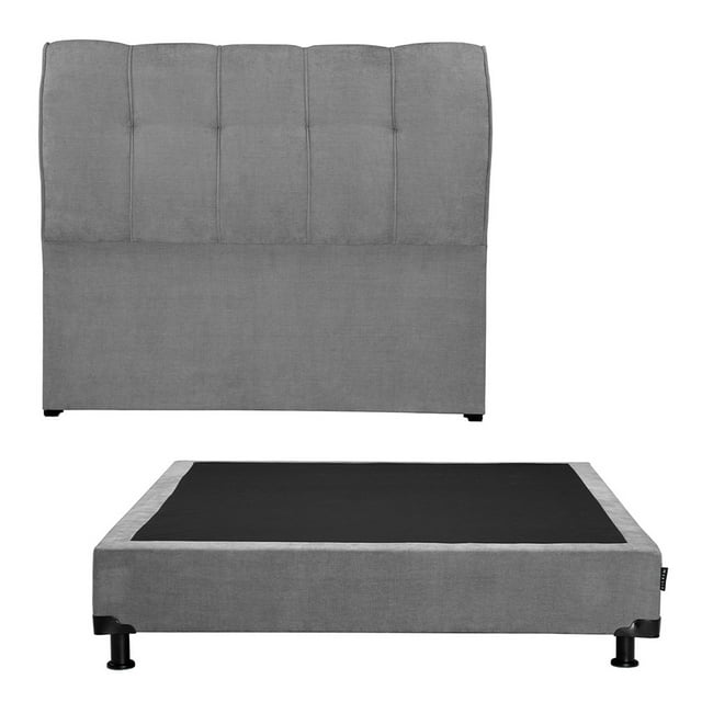 Box Base Cama Individual + Cabecera Kiri Gris Oscuro