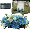 thumbnail image 2 of headstone flower saddle Memorial Artificial Flower Spray Outdoor Cemetery Bouquet with Rose Chrysanthemum Wildflower Mix Weather Resistant Grave Decoration Tribute Floral Arrangement, 2 of 7