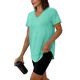 thumbnail image 6 of KIHOUT Women's V-Neck Curved Hem Workout T-Shirt Short Sleeve Stretchy Casual Athletic Top, 6 of 9
