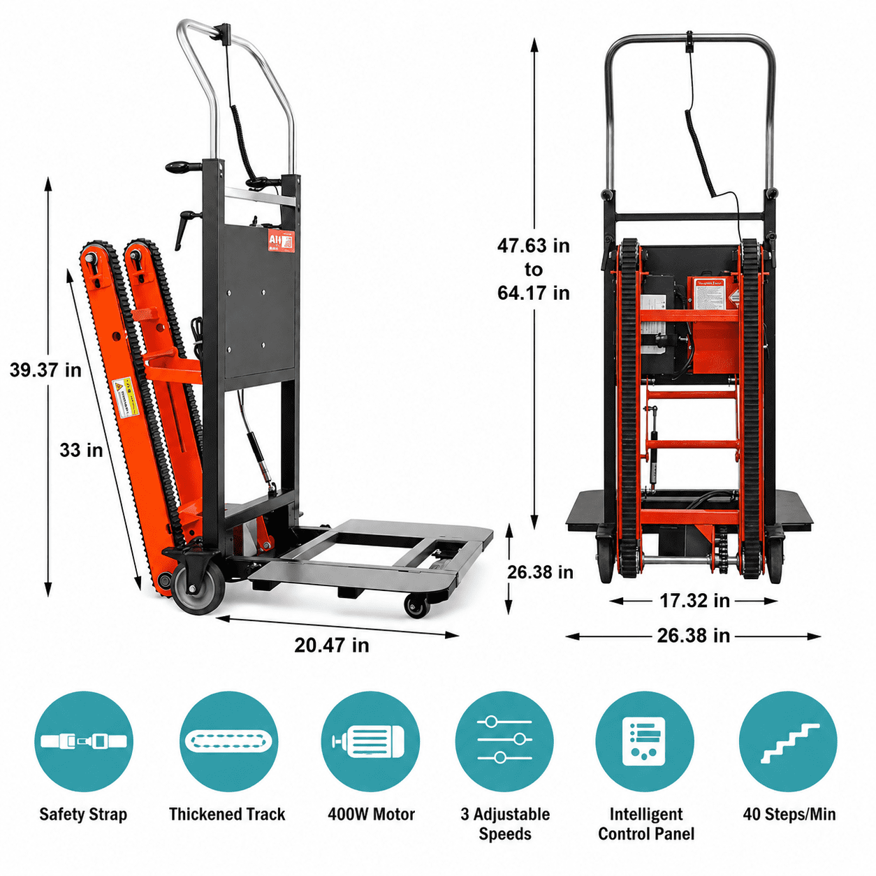RXFSP Adjustable Ergonomic Foldable Aluminum Hand Truck Dolly Cart 441lb Capacity Electric Climbing