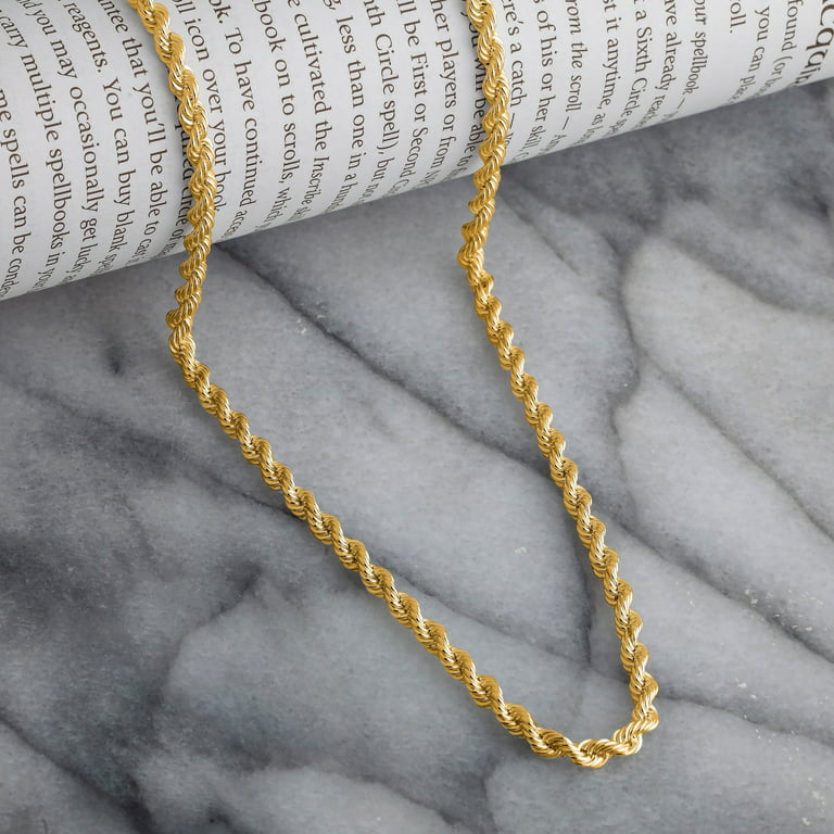 NYC Authentic Gold-Plated Sterling Silver Rope Diamond-Cut Necklace Chains  1mm-5mm and 16 Inch to 24 Inch, Best Unisex Gift for Men & Women 