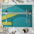 2025 Blue Yellow Table Mat Geometric Pattern Placemat Blue Triangle ...
