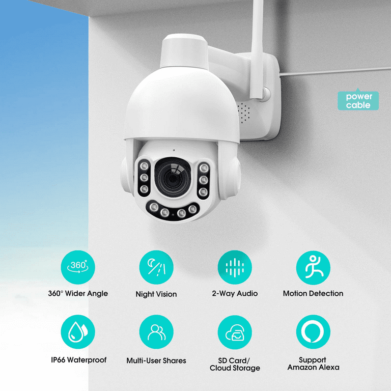NETVUE Security Camera Outdoor, 1080P 2.4G WiFi Home Video Camera, Color  Night Vision, Motion Detection, Two-Way Audio, Siren Alarm, Spotlight  Camera