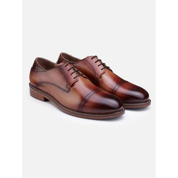 Bespoke Luxe Handfinished Cognac Genuine Leather Tan Derby Shoes
